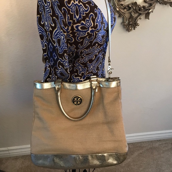 RARE! TORY BURCH Shoulder BAG with GOLD Strap - Picture 3 of 8
